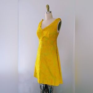 60s Vintage Robby Len Fashions - Yellow Floral Sundress - Estimated Size 4